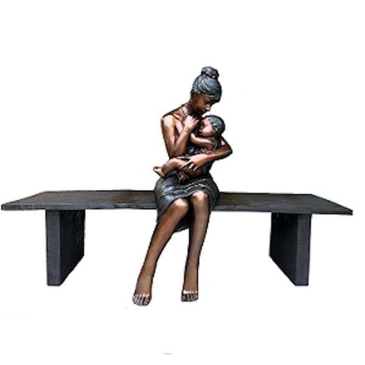 Interactive Bench Mother and child sitting on Modern Sculpture Bronze