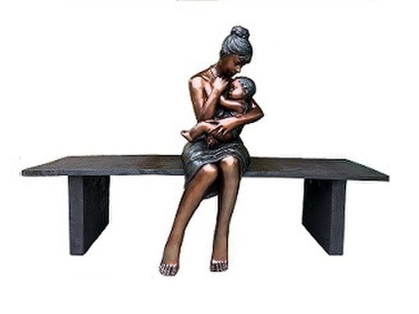 Interactive Bench Mother and Baby life sculpture city park statues child