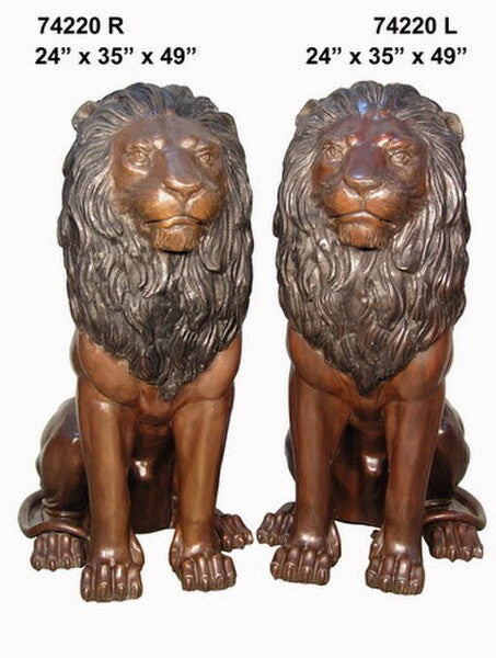 Huge Noble Lions bronze pair large statues outdoor indoor garden art