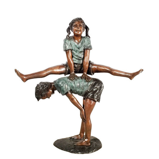 Leap Frog Kids Bronze Statue playful sculpture that captures the innocence of childhood
