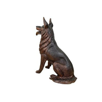 Sitting German Shepherd Dog Bronze Statue K-9 protectors police art