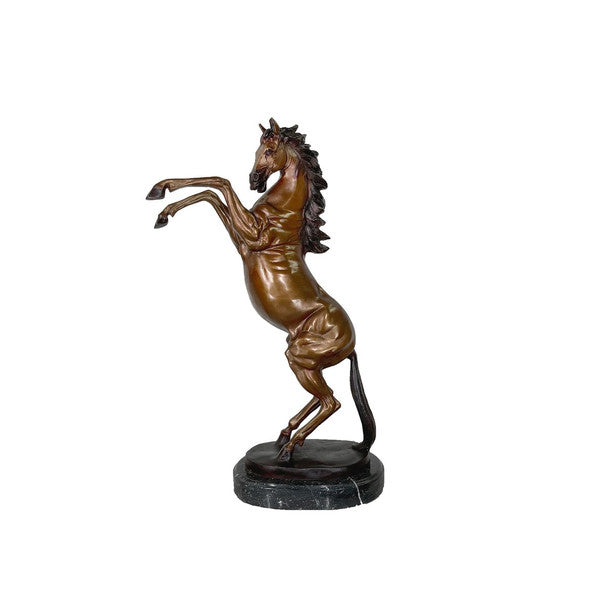 Rearing Horse Bronze Statue on Marble Base Quality Stallion Tabletop