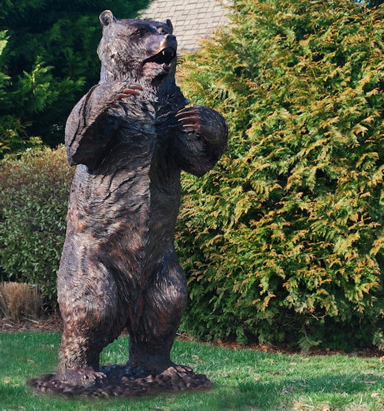Grizzly Bear Sculpture Bronze Life-Size is a breathtaking and awe-inspiring work of art