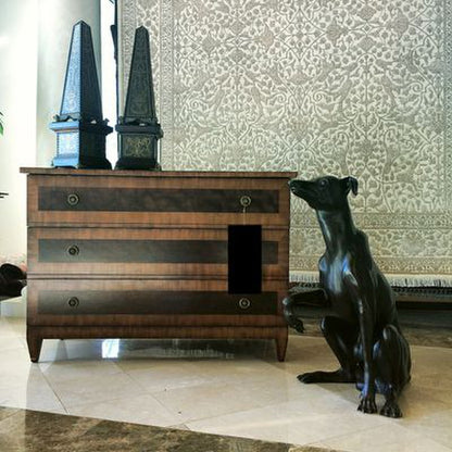 Sitting Dog Bronze Statue Paw Up Soulful pose sculpture begging