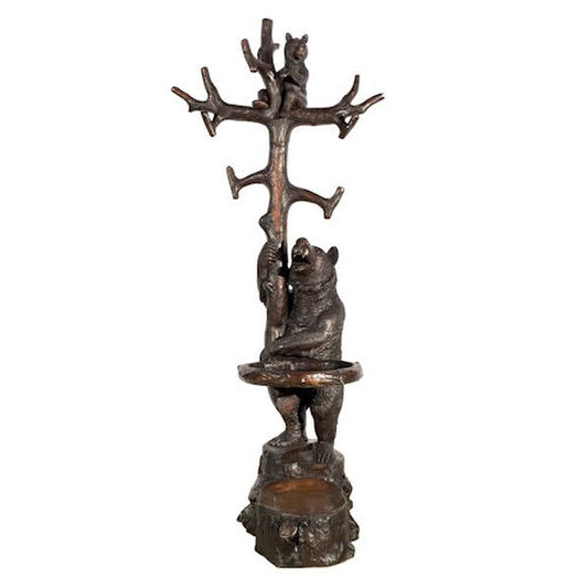 Bear with Cub Tree Coat Rack Sculpture Bronze Branches Large Statues