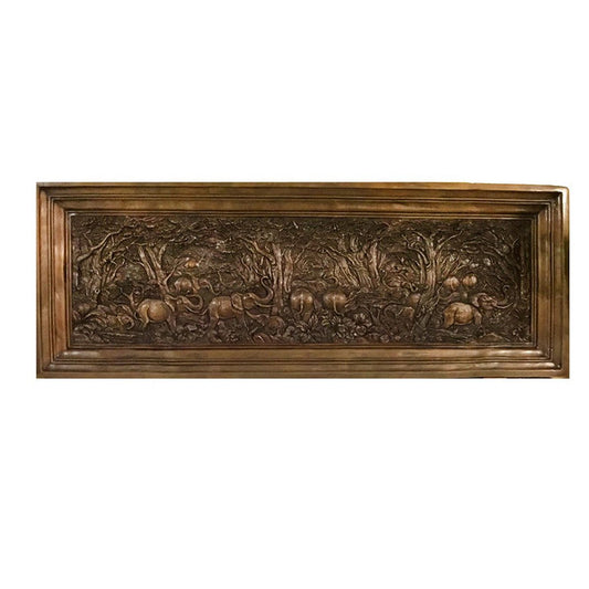 Elephant Wall Mural Bronze Frieze Hanging Sculptural Artwork African
