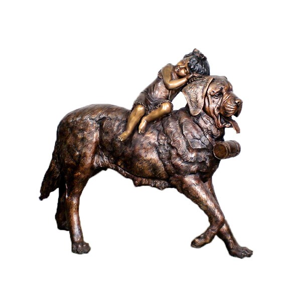 St. Bernard Carrying A Child Bronze Statue