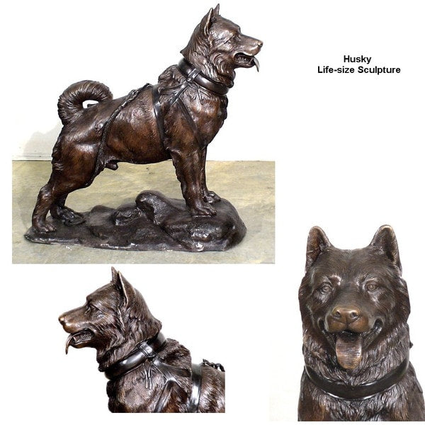 Life Size bronze dog Memorial Husky Dog Sculpture Outdoor use