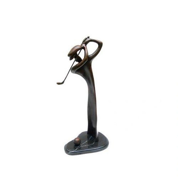 Modern Art Golfer Club ball marble base sculpture cotemporary statue