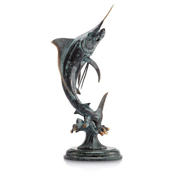 Gallery Brass Marlin High End Museum Marble Base Quality Sculptures