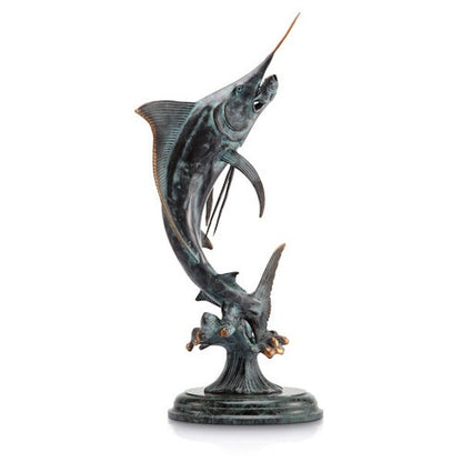 Gallery Brass Marlin High End Museum Marble Base Quality Sculptures
