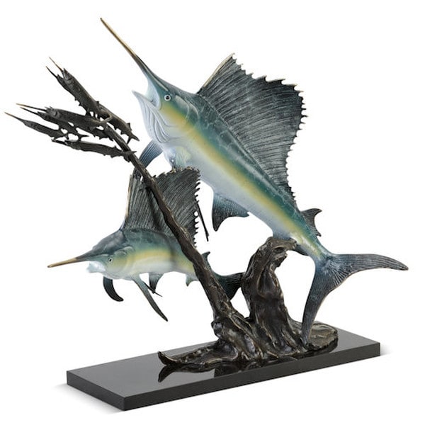 Marine Majesty Sailfish and Ballyhoo Statue Chase Sculpture with Ballyhoo