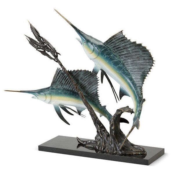 Sailfish Going After Ballyhoo Statue Quality Sculpture Brass Artwork