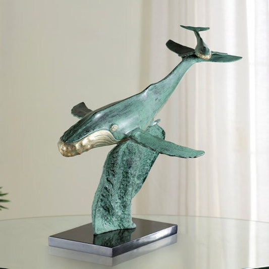 Humpback Harmony Mother and Calf Diving Lesson Sculpture Marine