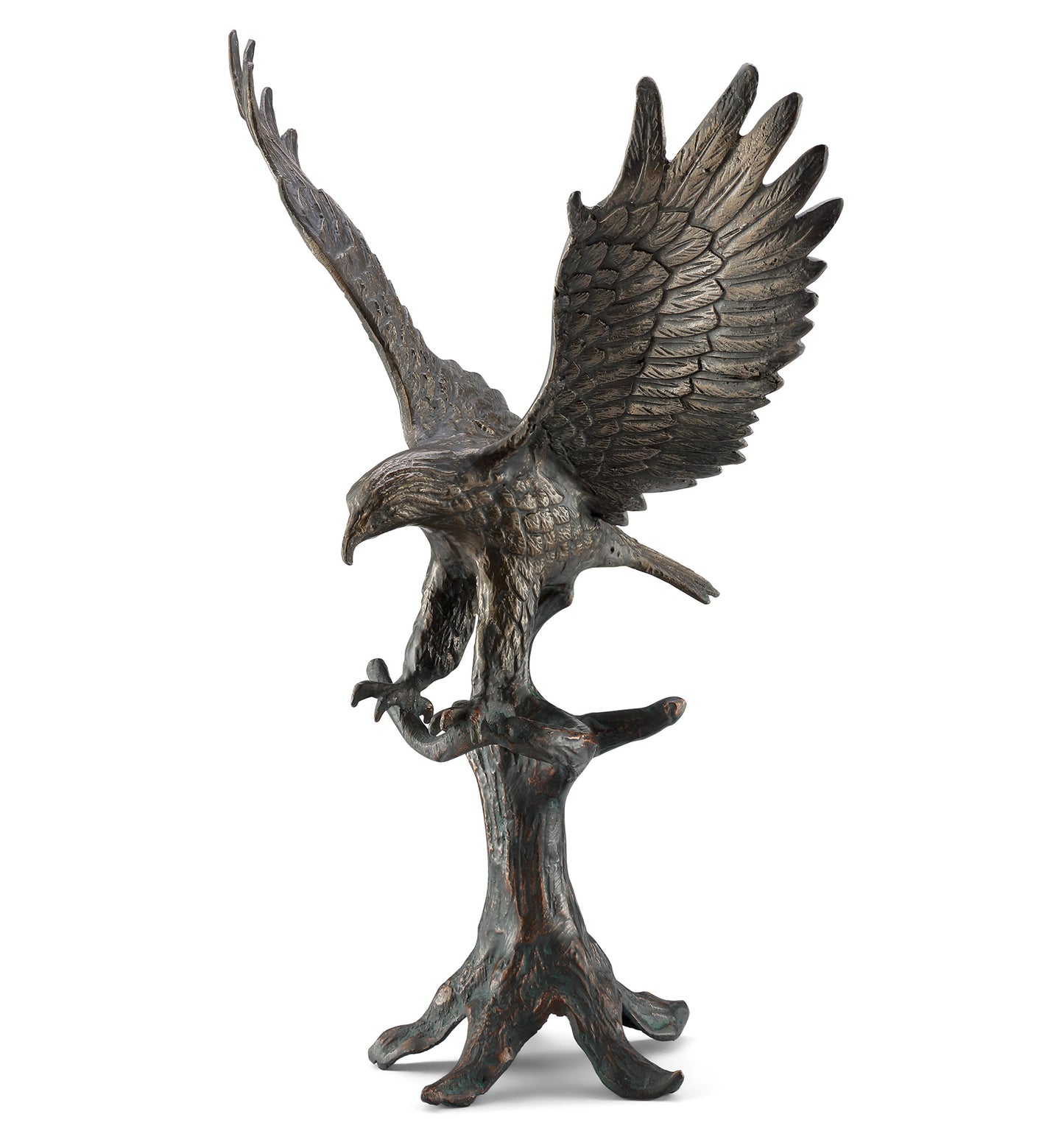 American bald eagle sculpture perched branch metal statue Aluminum