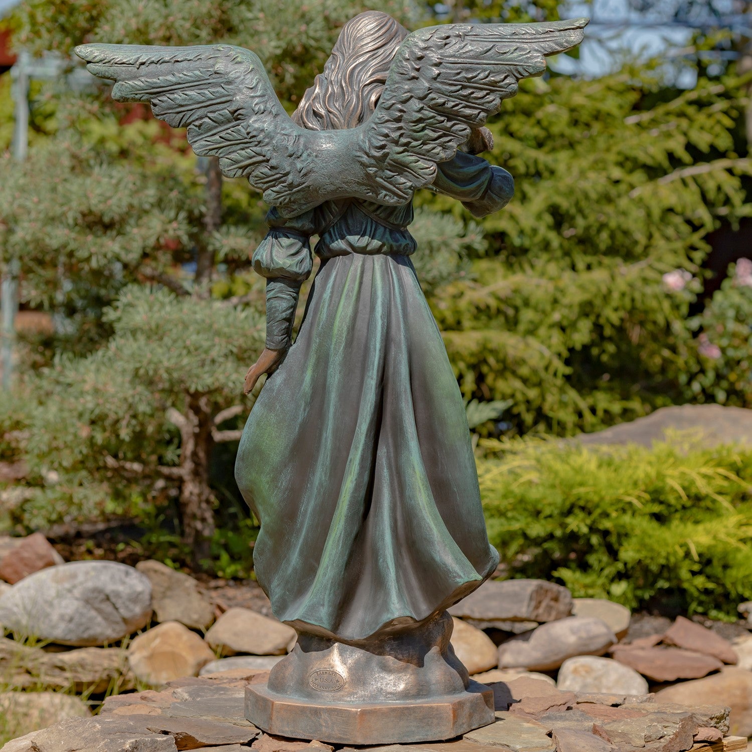 back view angel statue large winged garden sculpture