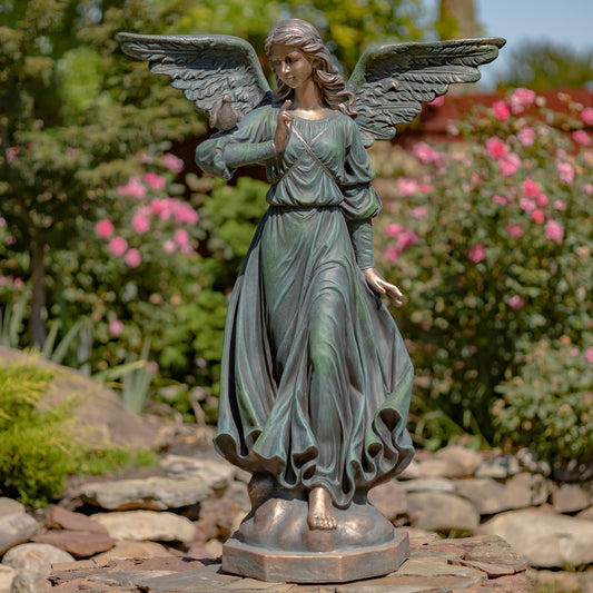 antique bronze angel statue large winged garden sculpture