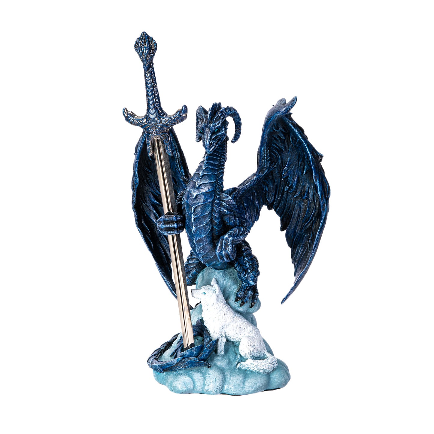 blue dragon guardian letter opener statue