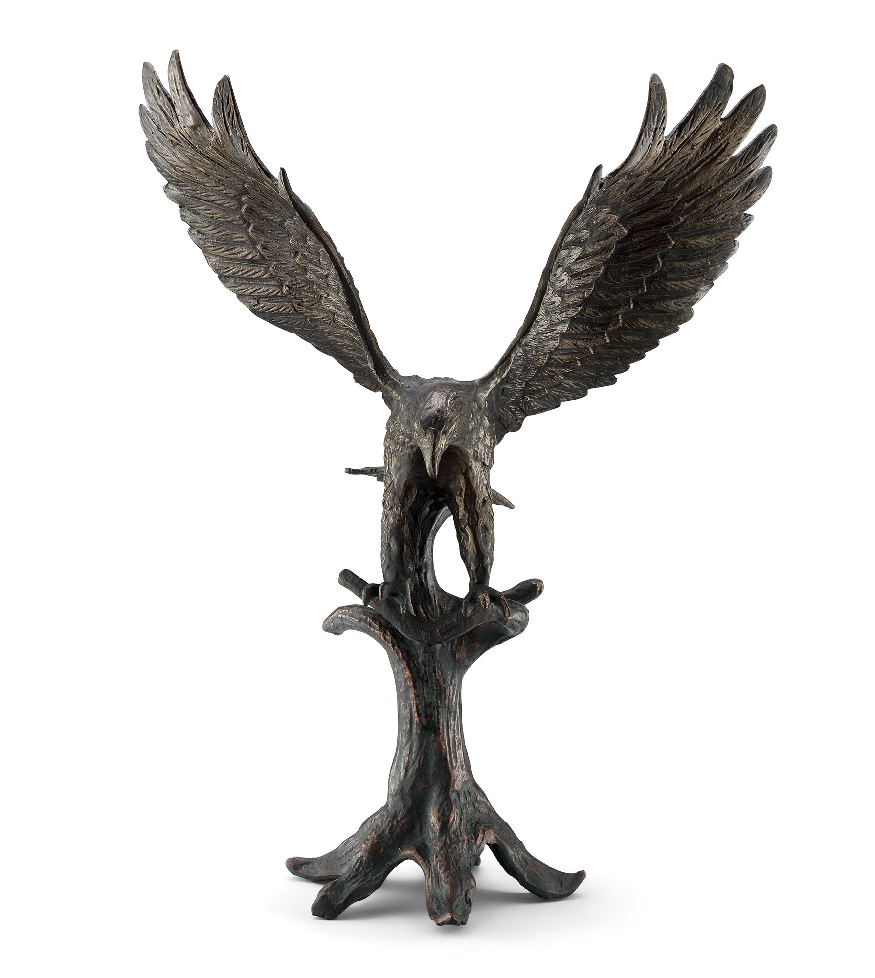 bronze finish eagle statue outdoor patriotic garden décor