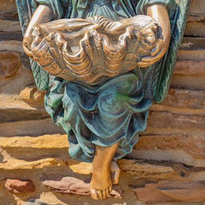 cherub holding shell planter outdoor wall garden statue