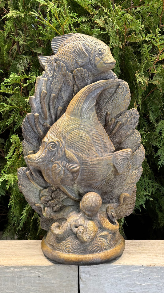 coral reef tropical fish cast stone sculpture