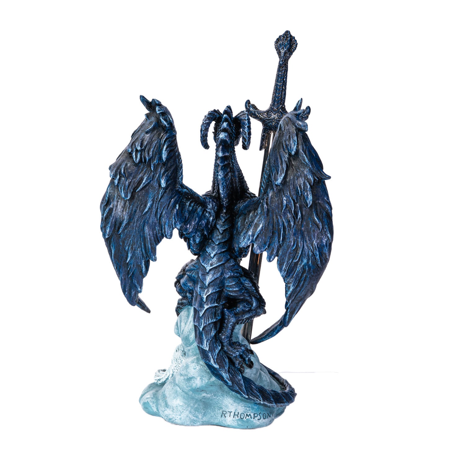 Back view fantasy dragon desk letter opener collectible