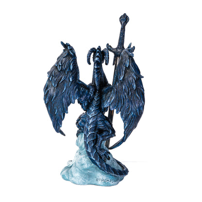 Back view fantasy dragon desk letter opener collectible