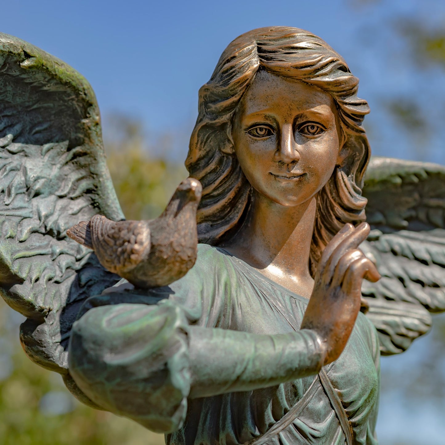 graceful angel sculpture outdoor centerpiece religious garden statue