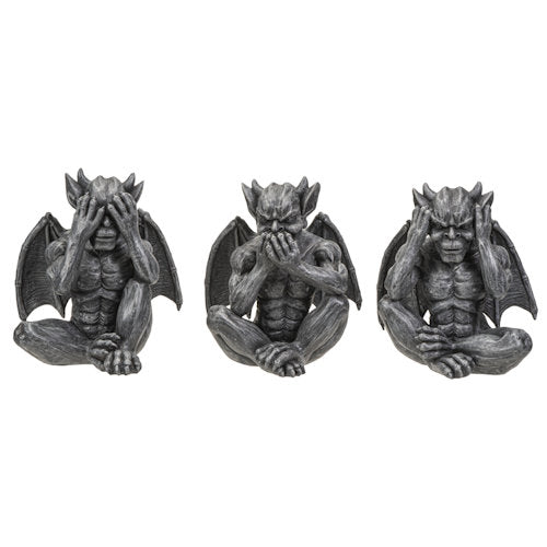 Hear, See, and Speak No Evil Gargoyles Statues