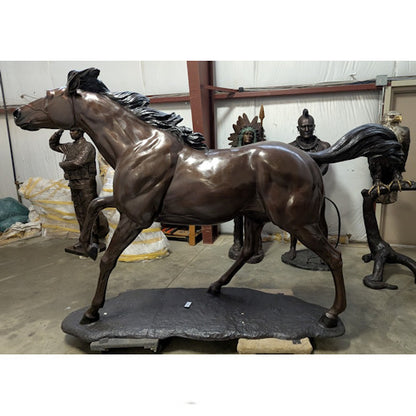 Life Size Running Thoroughbred Horse Bronze Statue