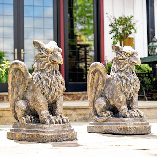 Griffins Set of Two Statues Large Sculptures