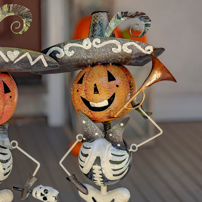 Los Tres Calaveras Pumpkin Skeleton Mariachi Band Set of 3 Sculptures