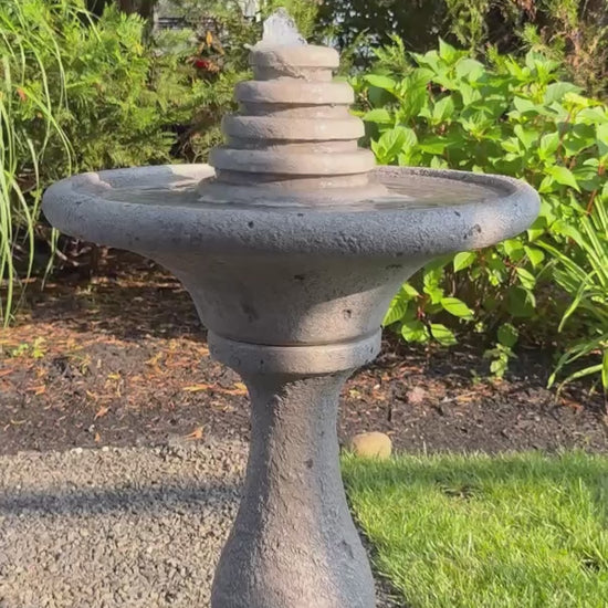 Video Chelsea Round Tiered Lighted Fountain brings timeless sophistication and gentle motion to any outdoor retreat