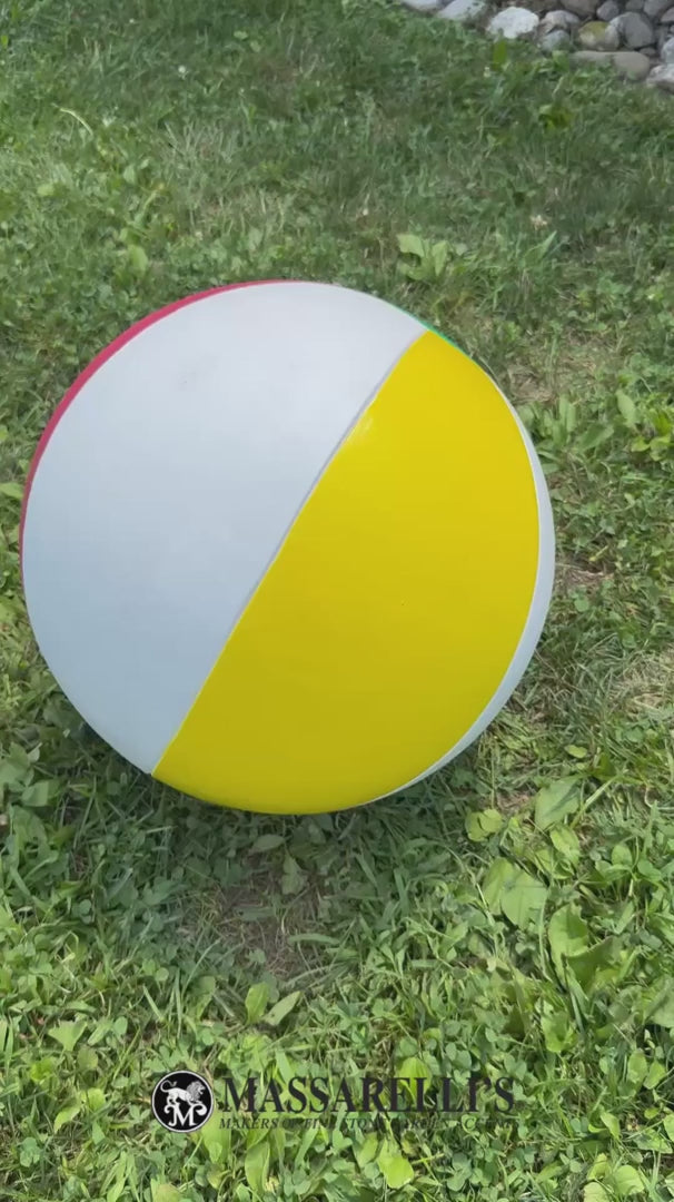 Video of Beach Ball Garden Cast Stone Sculpture all around it and all colors
