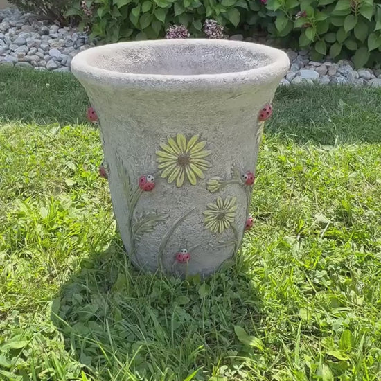 Video of ladybugs garden planter made by Massarelli  high reliefs sculptural 