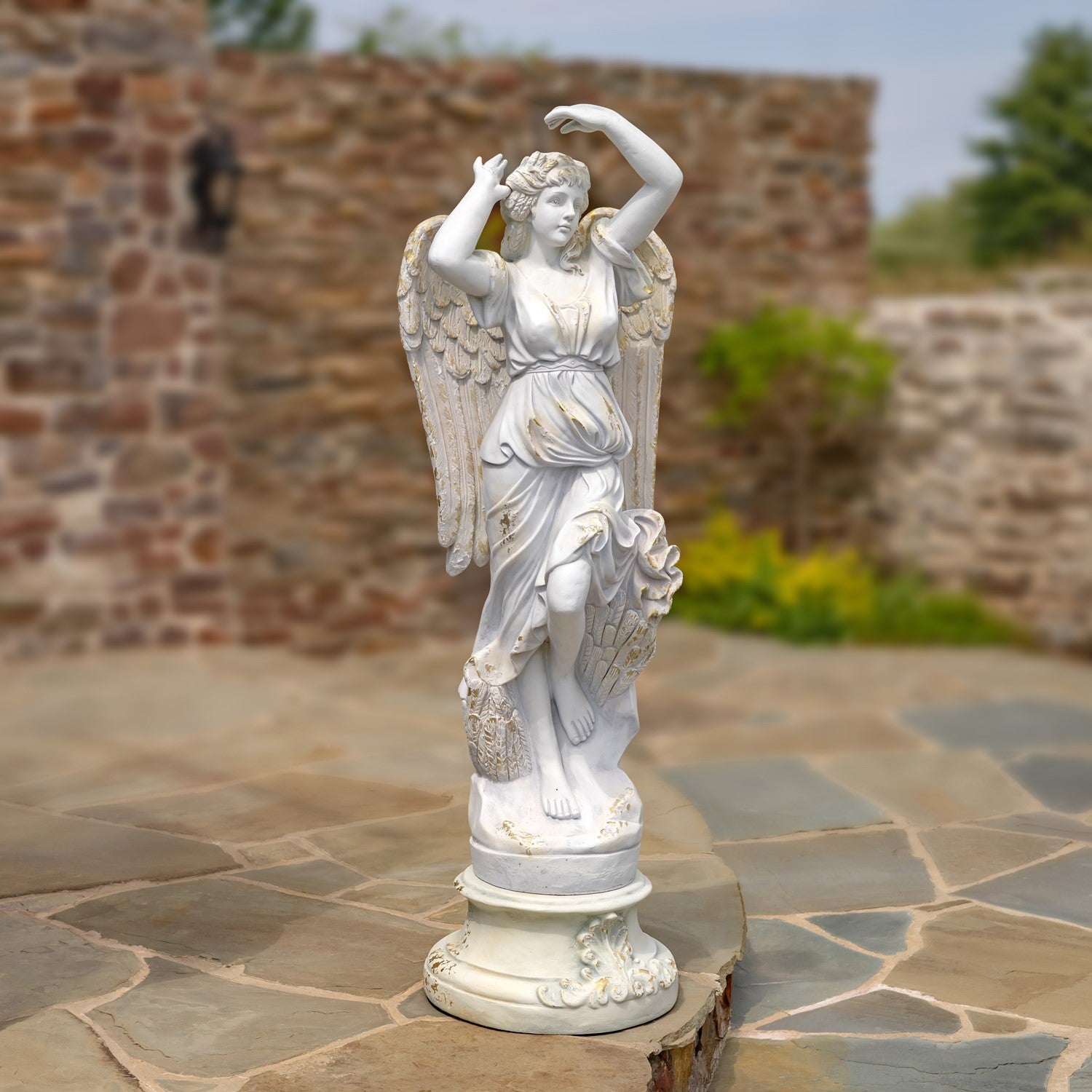 Paired with optional base Cathedral Life-Size Angel Statue Heavenly Guardian of Light