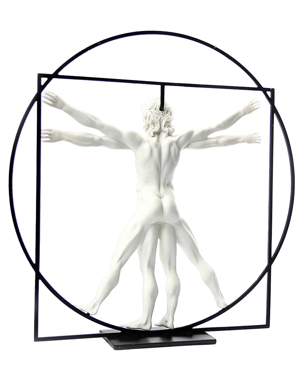 Leonardo Da Vinci's Vitruvian Man sculpture is based on a description of the ideal human proportions 