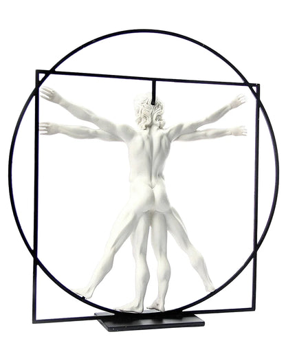 Leonardo Da Vinci's Vitruvian Man sculpture is based on a description of the ideal human proportions 